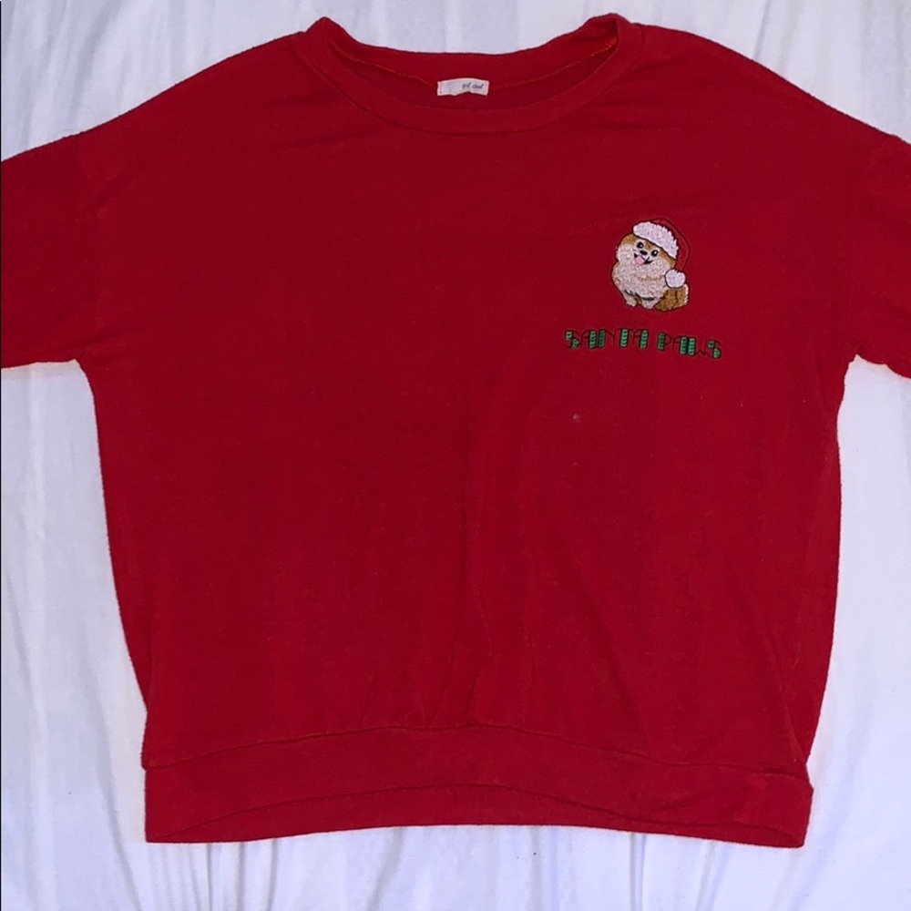 Christmas Santa Paws Sweater w/ Embroidered Puppy